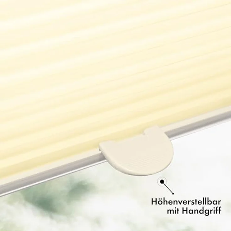 Sonello Plissee Klemmfix Faltrollo ohne Bohren, 65cm x 160cm, creme, blickdicht, Sichtschutz, Sonnenschutz, individuell regulierbar – Bild 4