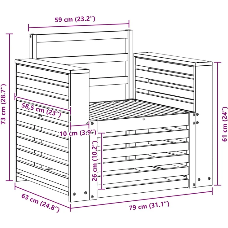 vidaXL Outdoor-Sofagarnitur Natur Massivholz Akazie 3436359 – Bild 8
