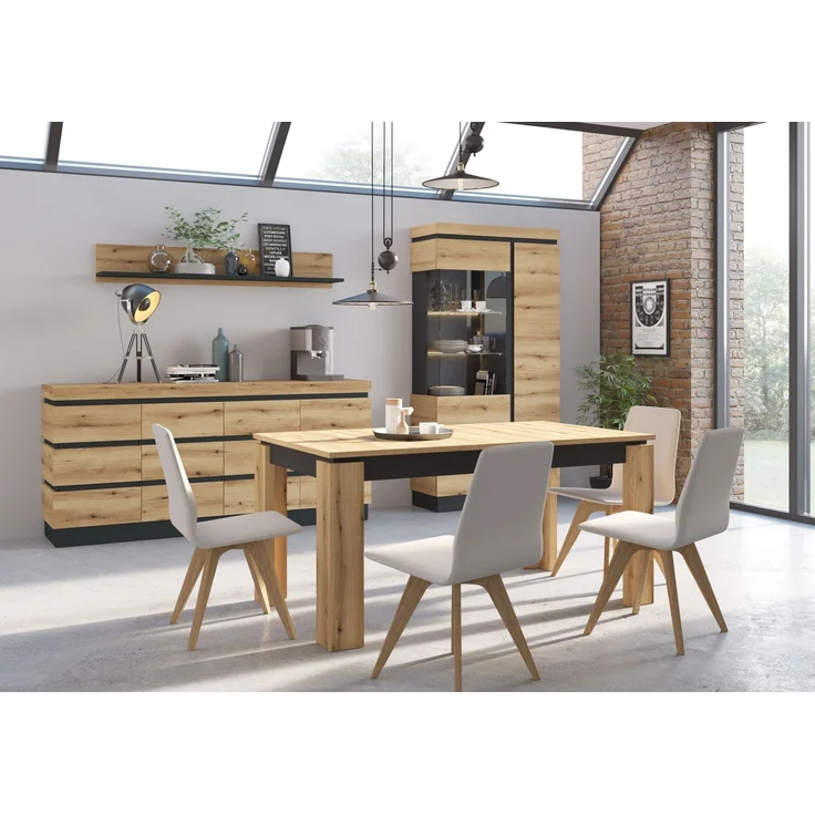 Kulissentisch >CORTE< ausziehbar bis 200cm, Coast Evoke Eiche Dekor - 160(200)x76,8x90cm (BxHxT) – Bild 4