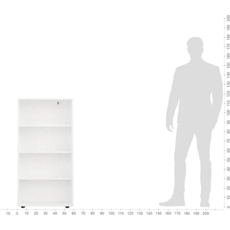 KOMTO Bücherregal Lumo 60 cm breit Regal mit 3, 4, 6 Ebenen und Höhenverstellbare Regale, Aufbewahrungsregal Bookshelf Weiß – Bild 8