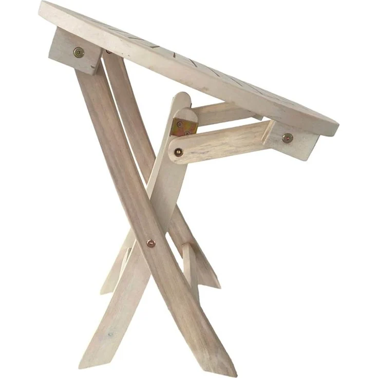 Klapptisch Balkontisch Beistelltisch 48 cm Rund Akazienholz Gartentisch Weiß – Bild 5