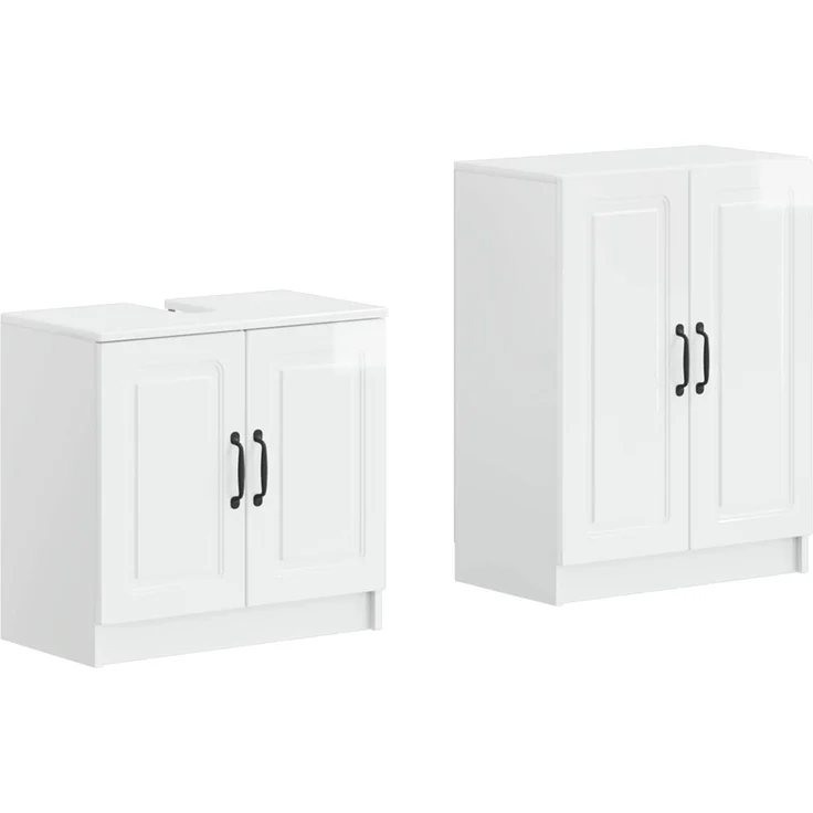 vidaXL 2-teiliges Badezimmer Schrank Set UTRECHT Hochglanz Weiß 3417652 – Bild 1