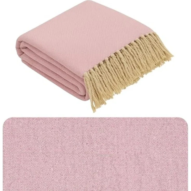 Marrakesch Orient & Mediterran Interior Tagesdecke Calix Tagesdecke Decke Pink 125x150 aus Baumwolle, Boho Modern Deko – Bild 1