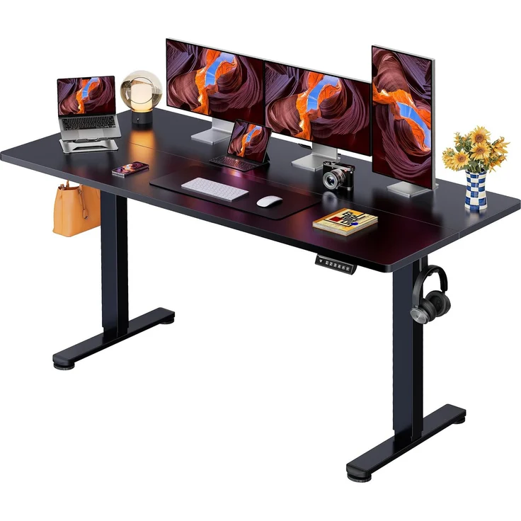 ErGear Elektrisch Höhenverstellbarer Schreibtisch 160x80 cm, Schreibtisch Höhenverstellbar mit 4-Gedächtnis-Smart-Pult für Home-Office mit Verbindungsplatte