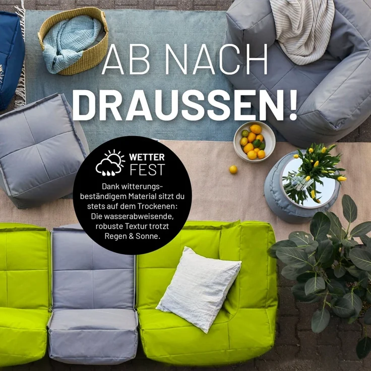 Lumaland Sitzsack-Sofa, Polyester, Mittelteil, Apfelgrün, 70 x 81 x 54 cm – Bild 6