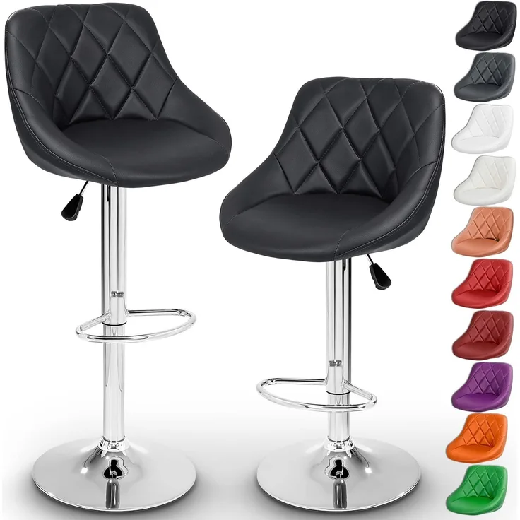 TRESKO® 2er Set Barhocker Barstuhl Tresenhocker Küchenhocker Hocker Loungesessel 2x schwarz