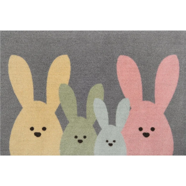HANSE Home Fußmatte Bunny Family, Türmatte, rechteckig, Höhe: 7 mm, Schmutzfangmatte, In-& Outdoor, Rutschfest, Waschbar, Türmatte, Ostern – Bild 1