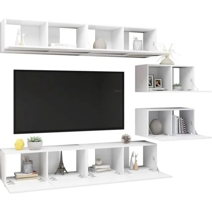 vidaXL 6-tlg. TV-Schrank-Set Weiß Spanplatte [3078726]