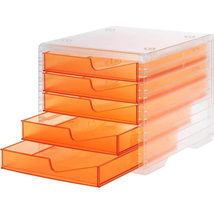 Styro Schubladenbox styrowingsbox 5 Schübe light transparent/apricot – Bild 3
