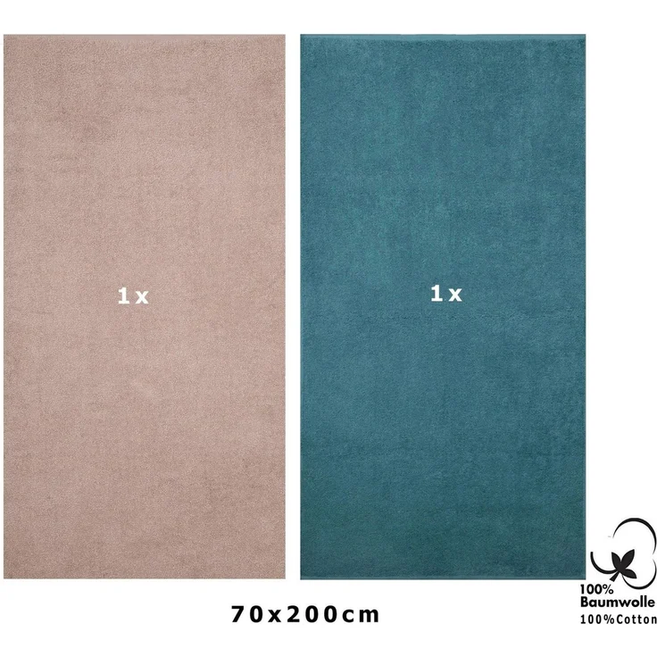Betz Saunatuch 2 Stück Saunatücher XXL Berlin 70x200 cm Cappuccino - taubenblau, 100% Baumwolle – Bild 2