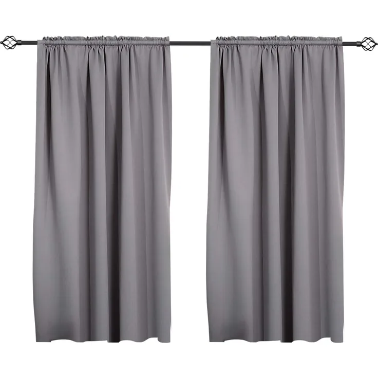 Woltu Gardine (2 St), Kräuselband für Schiene, Thermo-/Verdunklungsvorhang