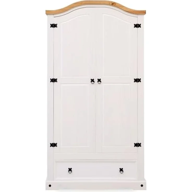 IDIMEX Kleiderschrank CAMPO Kleiderschrank mit Schubladen Kiefer Holzschrank weiß/natur – Bild 3