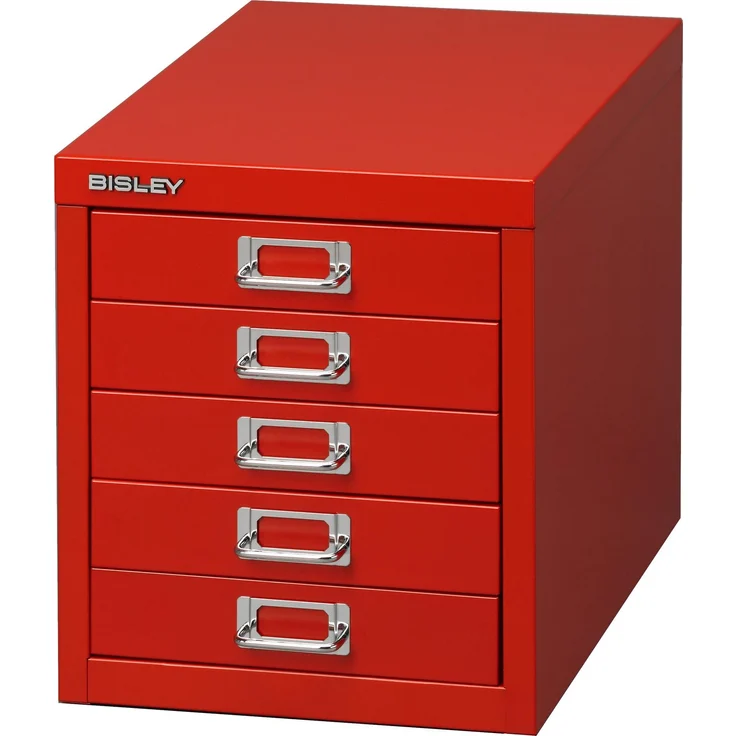 Bisley Schubladenschrank aus Metall für DIN A4 in kardinalrot Schrank mit 5 Schubladen Büroschrank Werkzeugschrank, L125-670 – Bild 1