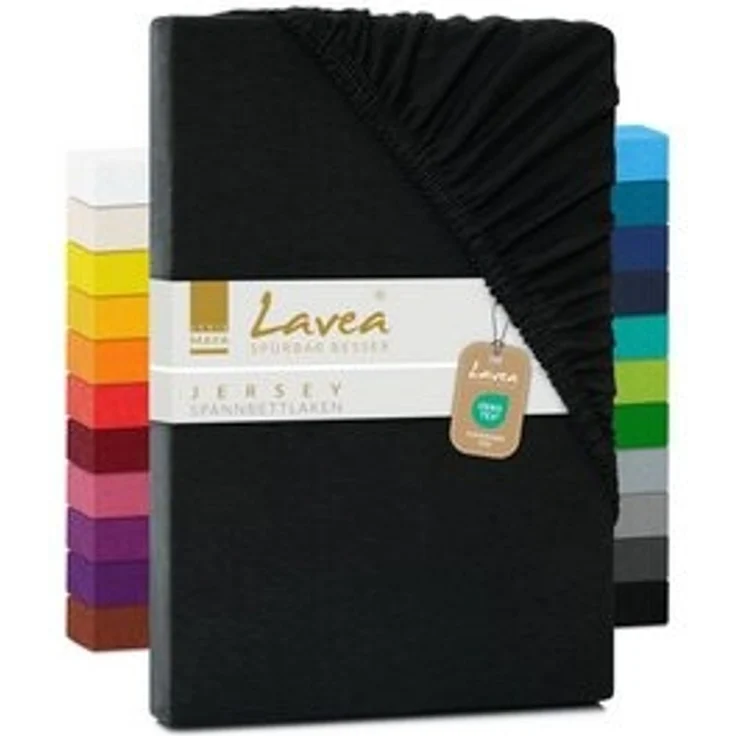 Kinder Jersey Spannbettlaken, Spannbetttuch, Lavea Serie Maya, 60x130 cm | 70x140 cm, Schwarz, 100% Baumwolle, hochwertige Verarbeitung, mit Gummizug – Bild 6