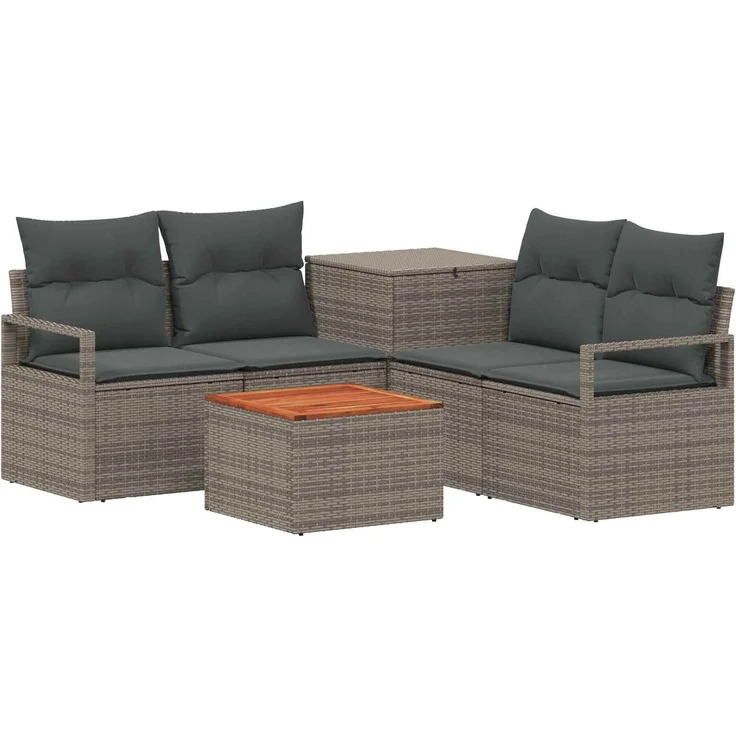 vidaXL Sofa Set 6 stk. Grau und Dunkelgrau Polyrattan und Stahl 3447246 – Bild 2