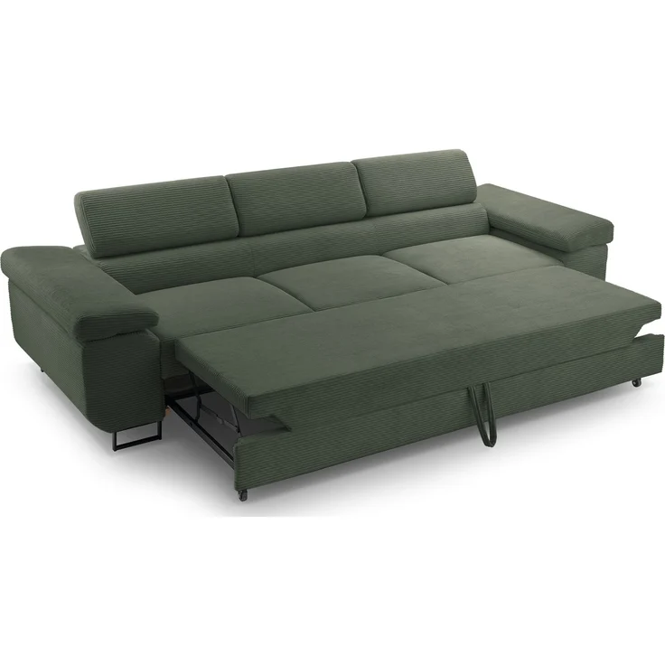 Selsey 'Capurso' Schlafsofa mit verstellbaren Kopfstützen und Stauraum, Cord, Olivgrün – Bild 3