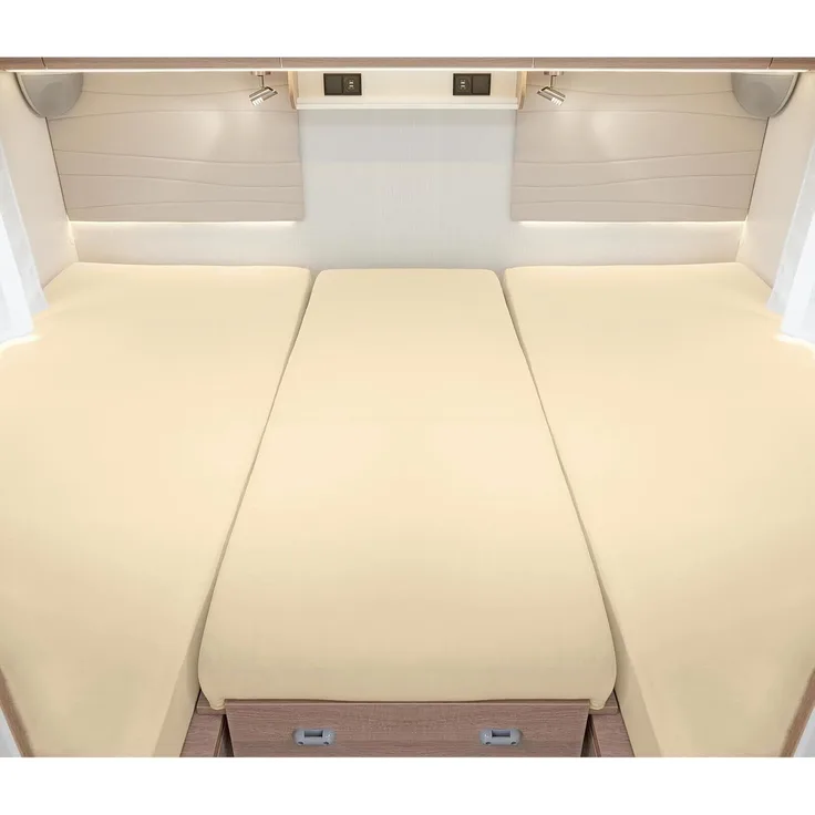BettwarenShop Wohnmobil Wohnwagen Heckbett Spannbetttuch-Set 3-teilig|2 Längsbetten + Mittelteil| saharaBettwarenShop Wohnmobil Wohnwagen Heckbett Spannbetttuch-Set 3-teilig