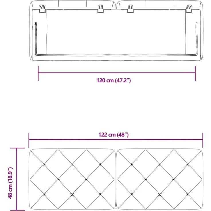 vidaXL Kopfteil-Kissen Hellgrau 120 cm Samt 374720 – Bild 10