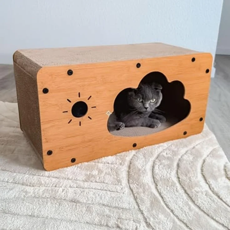 KVOTA Katzenliege Katzenhaus mit Kratzbrett 2-in-1 Katzenhöhle Kratzmöbel & Rückzugsort – Bild 7
