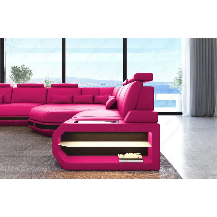 XXL Wohnlandschaft Asti - Kunstleder - pink-schwarz – Bild 4