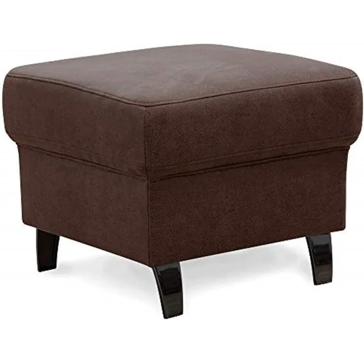 Cavadore Hocker Ammerland, Polsterhocker, Fußbank für Wohnzimmer passend zur Wohnlandschaft Ammerland, 58 x 48 x 58, lederoptik cognac