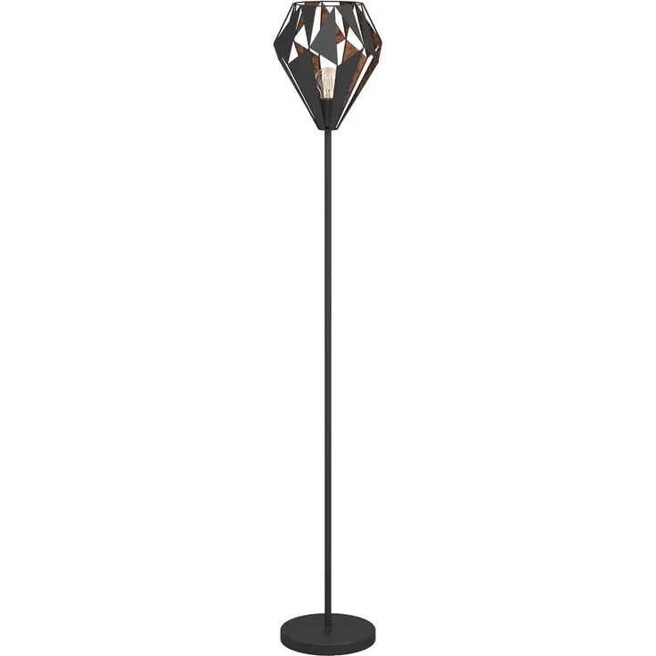 Eglo 49994 Stehleuchte Vintage CARLTON 1 Stahl schwarz, kupfer E27 3X40W H:152,5cm Ø25,5cm mit Fußtrittschalter