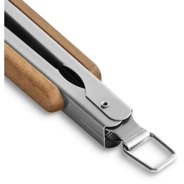 BURNHARD Lange Edelstahl Grillzange (45 cm) Akazien-Holzgriff, Grill-Zubehör, Aufhänge-Ösen - Silber - #941051 – Bild 3