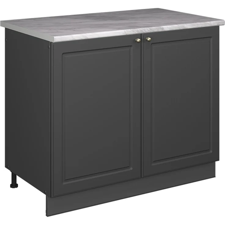 Spülenunterschrank Fame-Line Anthrazit-Gold Landhaus/Anthrazit 100 cm, AP Marmor Vicco – Bild 1