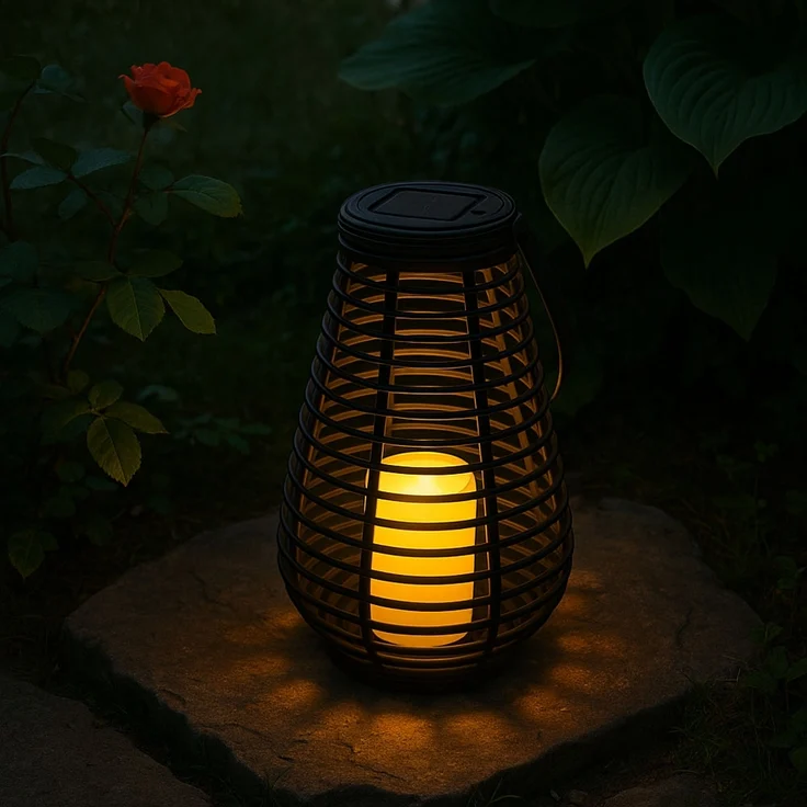 LED Solarlampe, Feuer-Effekt, Henkel, schwarz, H 26 cm – Bild 4