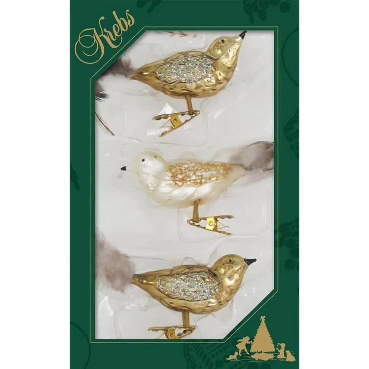 Krebs Glas Lauscha Weihnachtsbaumklammer CBK20857, Weihnachtsdeko, Christbaumschmuck (3-tlg), Glasvogel