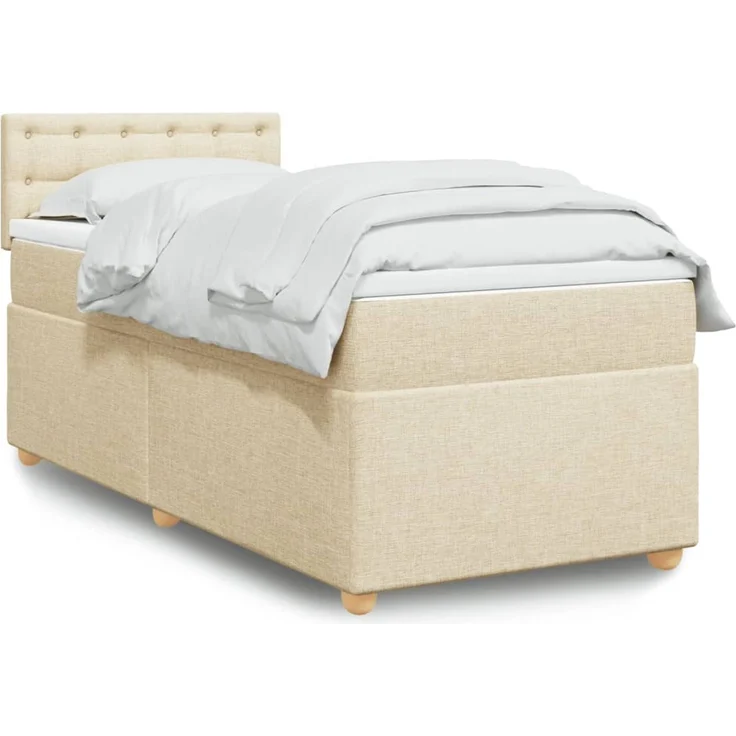 vidaXL Boxspringbett mit Matratze Creme 100x200 cm Stoff 3288910 – Bild 1