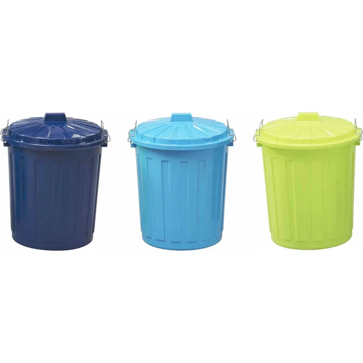Hugo Tonne 50 l aus robustem Kunststoff – mit stabilem Metallhakenverschluss und Deckel, farblich sortiert in blau, karibik oder grün, ideal für Haushalt, Garten & Werkstatt