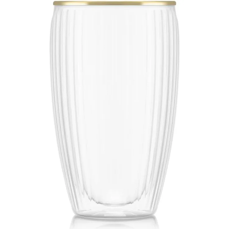 Bodum 2 Stück Glas doppelwandig 0.45l Pavina geriffelt