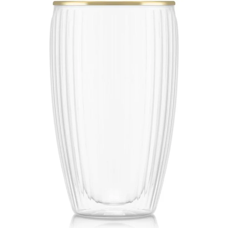 Bodum 2 Stück Glas doppelwandig 0.45l Pavina geriffelt