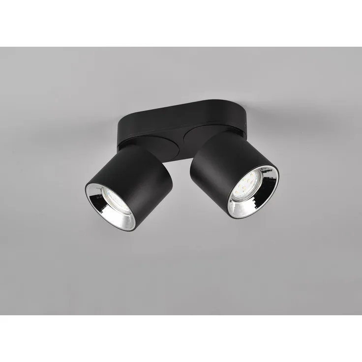 Deckenstrahler GUAYANA Schwarz 2 Spots schwenkbar, Breite 18cm
