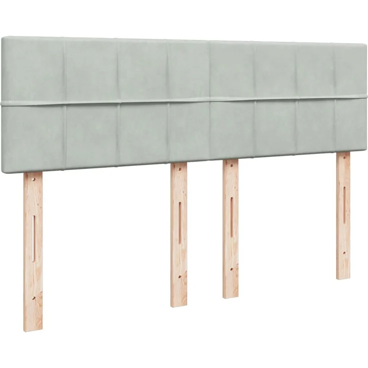 vidaXL Boxspringbett mit Matratze Hellgrau 160x200 cm Samt 3287782 – Bild 5