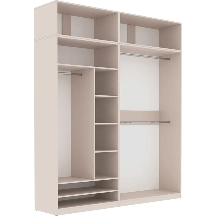 Marmex Möbel Tres Set-A/N Offener Modulschrank, Schrankset mit Aufsätzen, Ankleidezimmer Möbel, für Kleidung und Schuhe, laminierte Spanplatte, graubeige cashmere 190x246x51 cm – Bild 7
