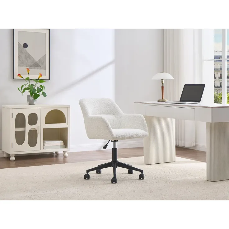 Vente-unique - HEKA Office chair StoffStoffSamt Weiß - B 59 cm x H 86 cm76 cm x L 59 cm