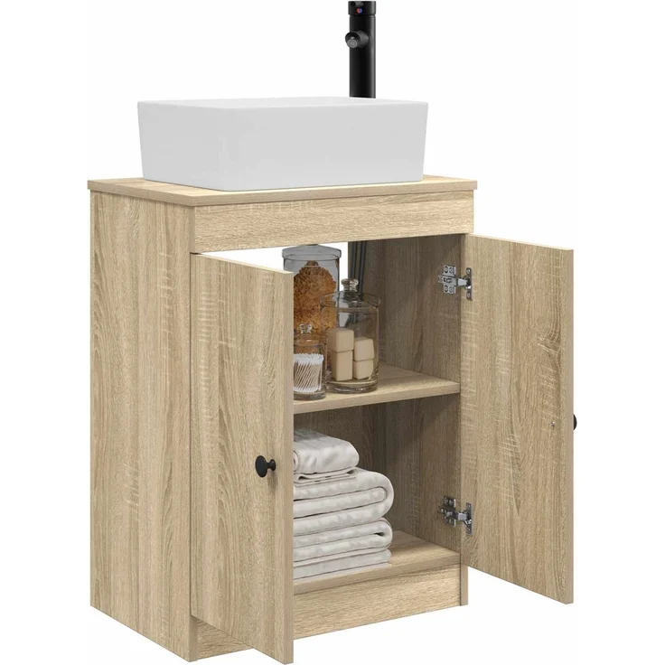 vidaXL Waschbeckenschrank Sonoma-Eiche 54 x 35 x 100 cm Holzwerkstoff 890132 – Bild 3