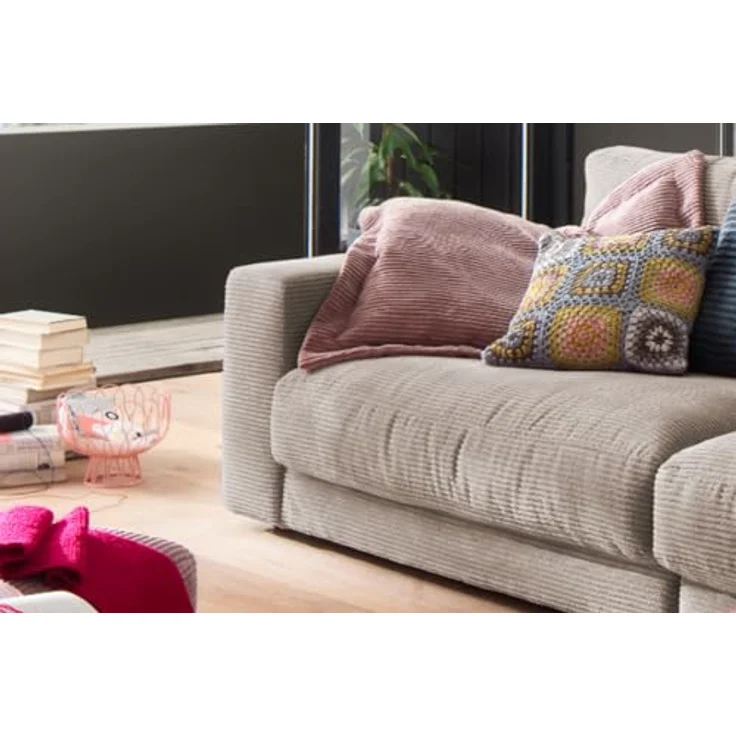 Kawola 3-Sitzer Sofa Madeline, Taupe, Textil, Komfortschaumfüllung, 290x85x127 cm, modernes Design für Wohnzimmer – Bild 5