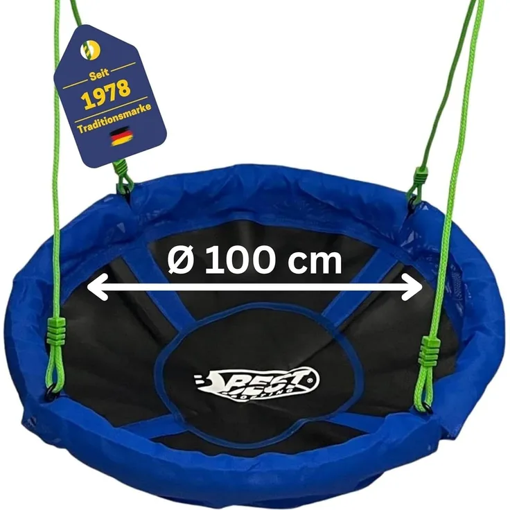 Best Sporting Nestschaukel I Gartenschaukel Ø 60, 80, 100 oder 110 cm I Bis 150 kg belastbar I Höhenverstellbar 105 - 180cm I 100 cm