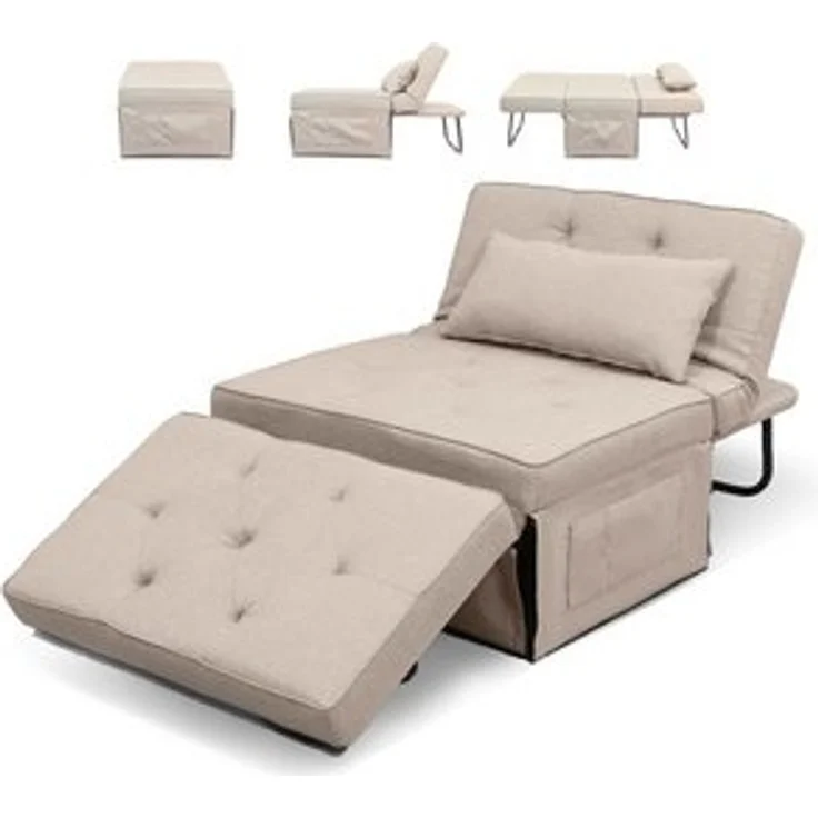 FLEXISPOT Schlafsofa Relaxsessel mit Liegefunktion, Loungesessel, Ottoman, Beige, klappsofa – Bild 6