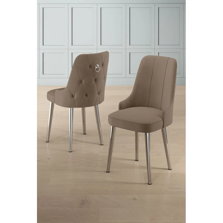 Skye Decor 'Newa - Cappuccino, Chrome' Stuhlset (2-teilig), Cappuccino / Chrom, 46 x 94 x 46 cm – Bild 1