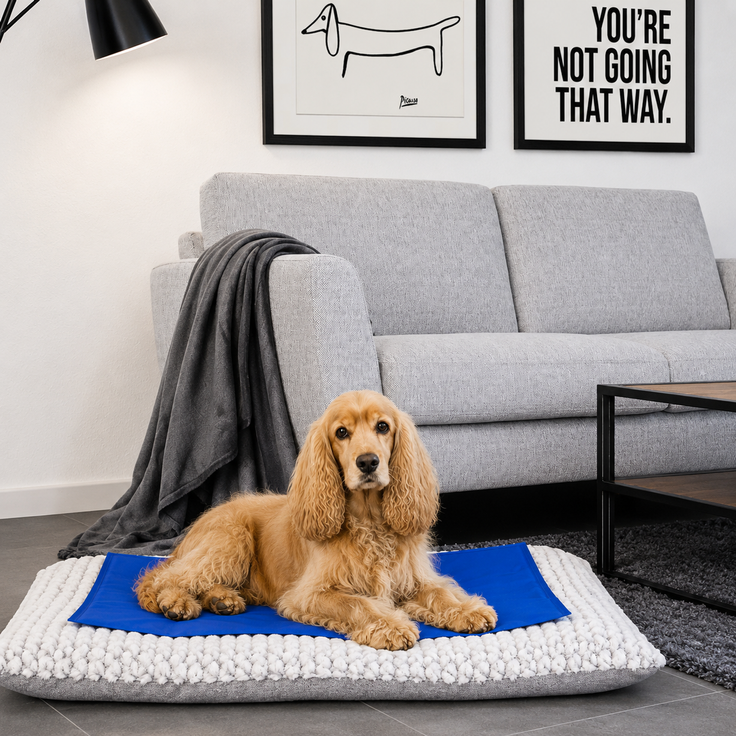 lionto Kühlmatte, angenehme Abkühlung für Hunde & Katzen, selbstkühlend & sicher, ideal für Sommer & Reisen, Blau, 50x40 cm – Bild 3