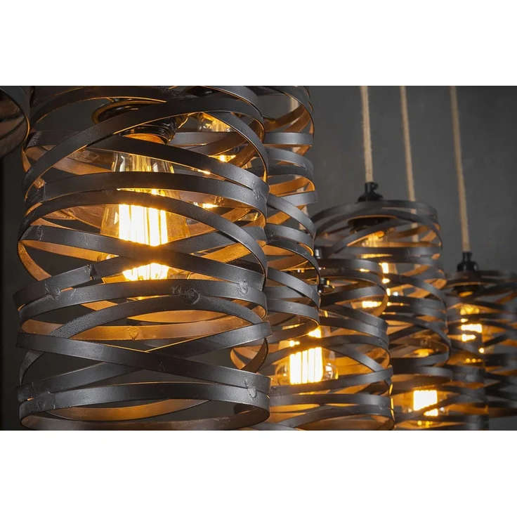 KAWOLA Hängeleuchte ALMAS Hängelampe 7-flammig Metall schwarz 150 x 15 x 157 cm – Bild 6