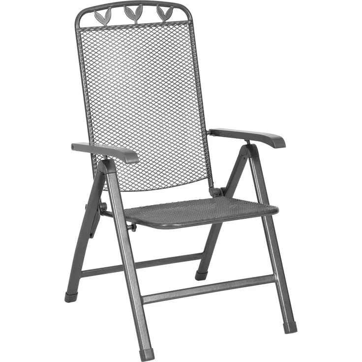 greemotion Klappstuhl Toulouse klappbar wetterfest verstellbar Gartenstuhl Balkonstuhl 58x108x64 cm eisengrau