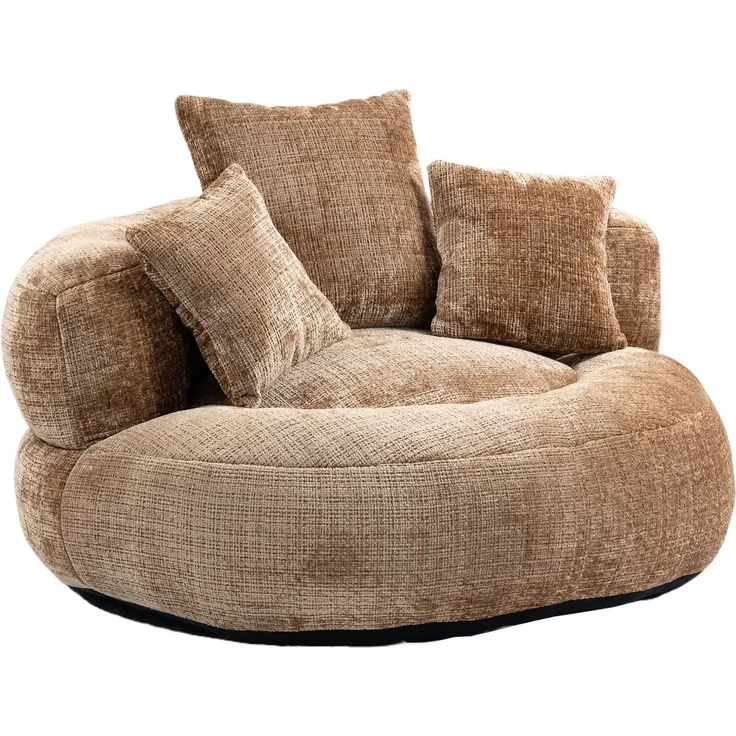 DESVIAE Sitzsack aus Chenille, Kaffee, 108x52x108 cm, mit Armlehnen und hoher Rückenlehne – Bild 7