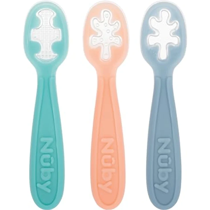 Nuby Baby Erster Löffel-Set – Silikon – Leicht zu Greifen und Halten – 3er-Pack – ab 6 Monaten | Pastellfarben – Bild 1