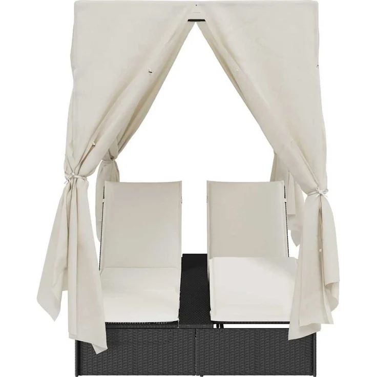 vidaXL Doppelte Sonnenliege Warmes Weiß Poly-Rattan 3376127 – Bild 5