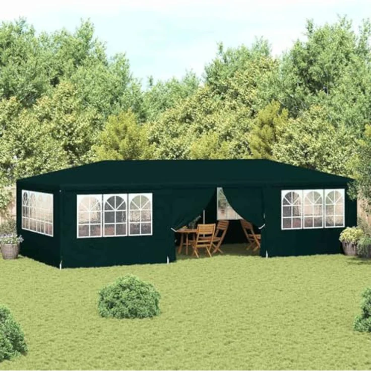 vidaXL Profi Partyzelt mit Seitenwänden UV-beständig Wasserbeständig Pavillon Festzelt Gartenpavillon Gartenzelt Garten Bierzelt 4x9 m Grün 90g/m² – Bild 3